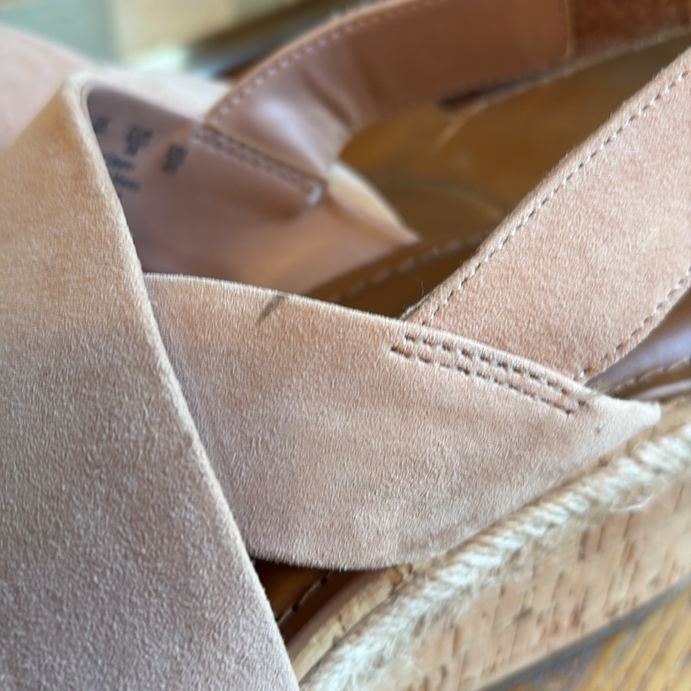 🦥 Franco Sarto, Nessa tan nude, blush colored strap, sandal rope, cork - Picture 7 of 7